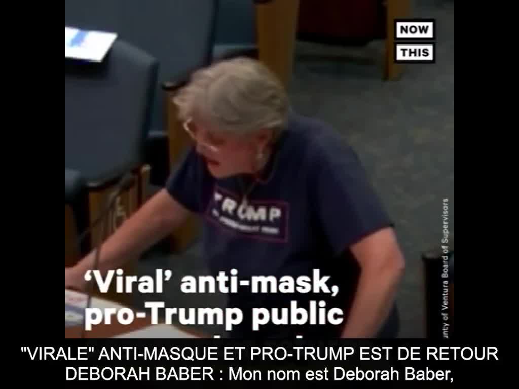 Discours anti-masque : Deborah Baber, réunion du conseil des superviseurs du comté de Ventura, Californie, 23 juin 2020 (NowThis News) (VOST)