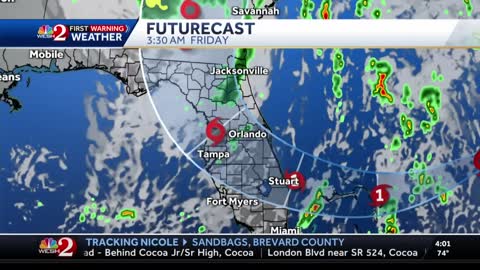 Tracking Tropical Storm Nicole Tuesday 4 p.m.