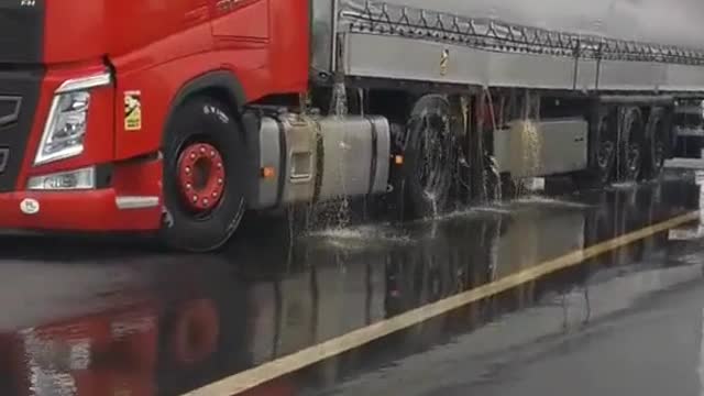 The big truck leaked on the highway.