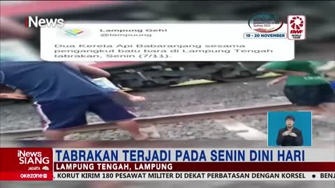 Dua Kereta Pengangkut Batu Bara Saling Bertabrakan di Lampung