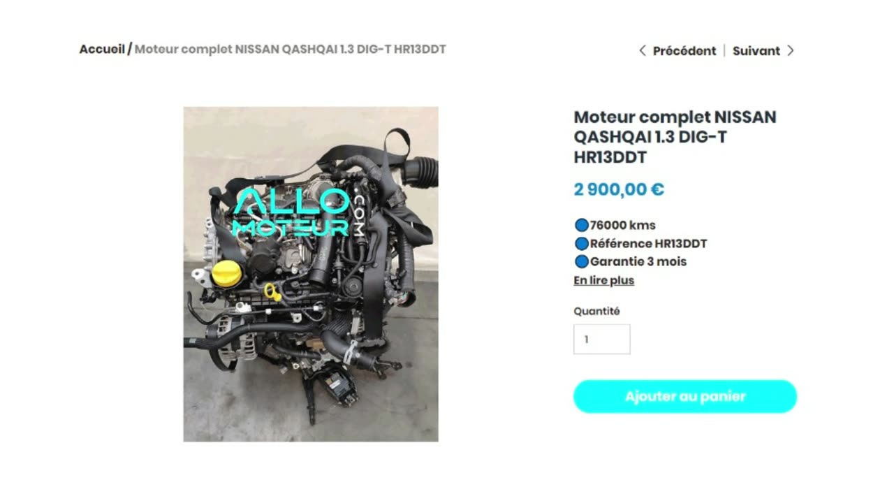 ALLOMOTEUR.COM - Moteur complet NISSAN QASHQAI 1.3 DIG-T HR13DDT