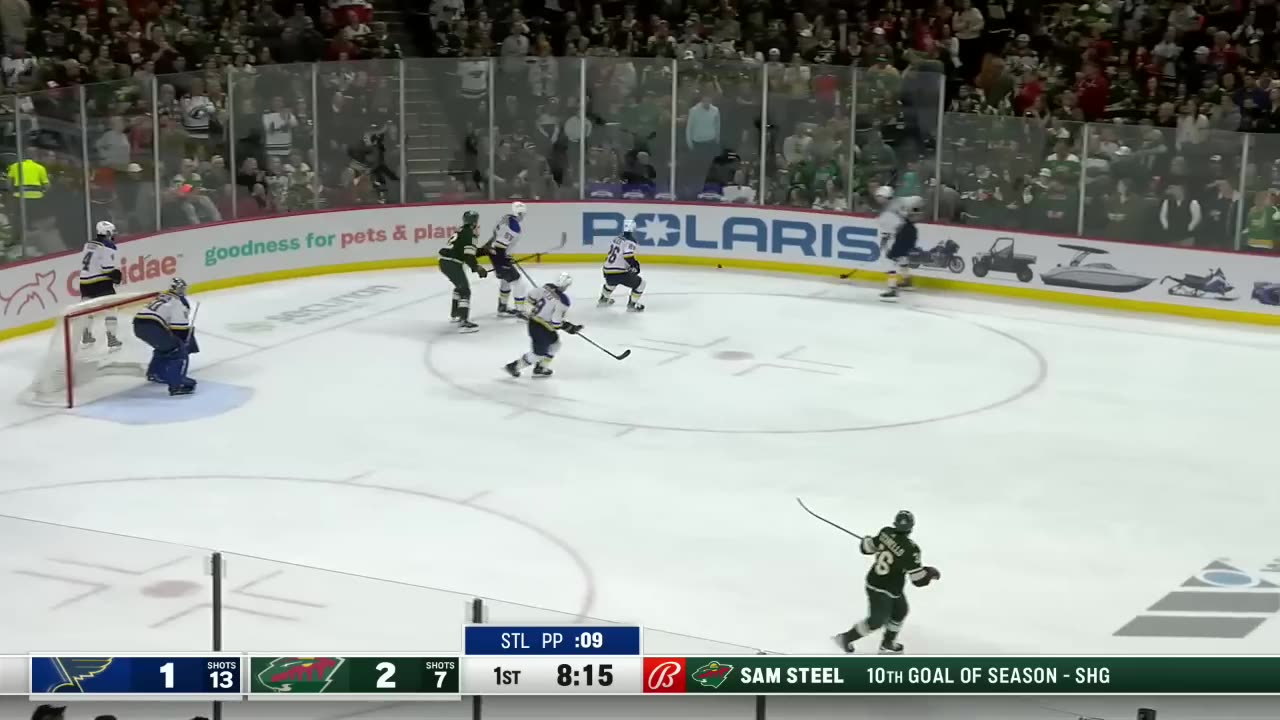 2 short handed goals in 20 seconds Wild vs Blues