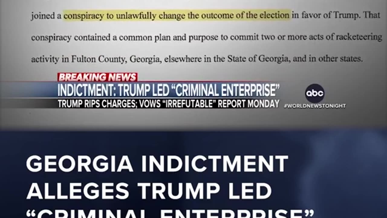 GEORGIA INDICTMENT ALLEGES TRUMP LED CRIMINIAL ENTERPRISE