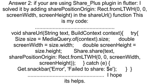 Flutter quotshare_plusquot sharePositionOrigin PlatformException on iOS