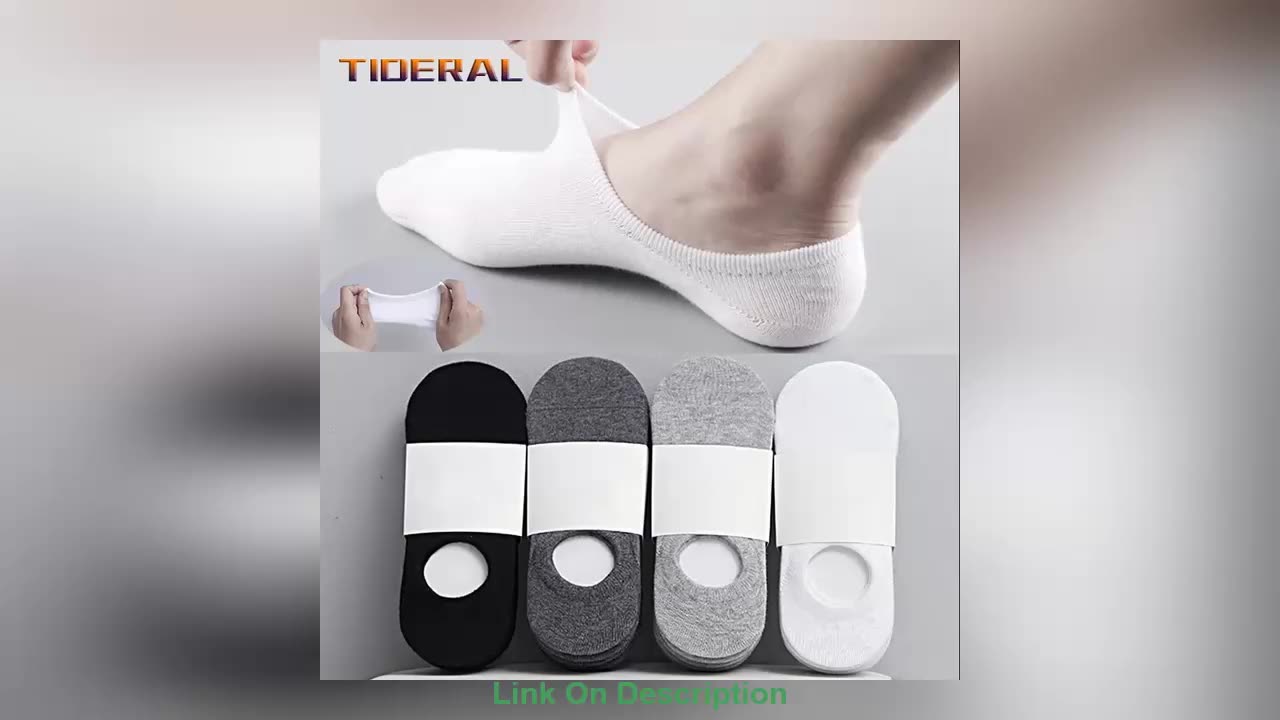 Top 5 Pairs Men's Invisible Socks Slippers Cotton Silicone