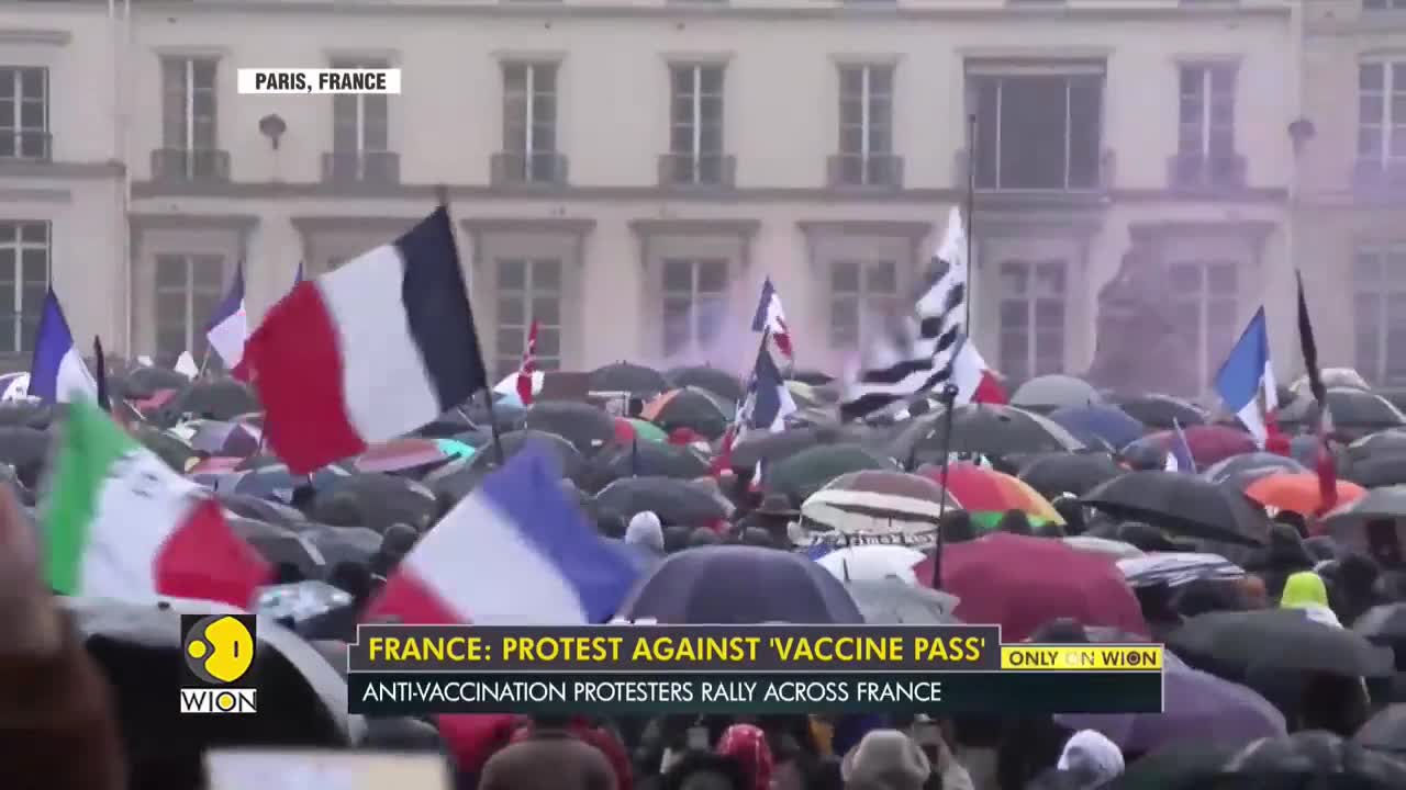 Anti-vaccination protesters rally across France- Hundreds protest against vaccine mandate- WION News