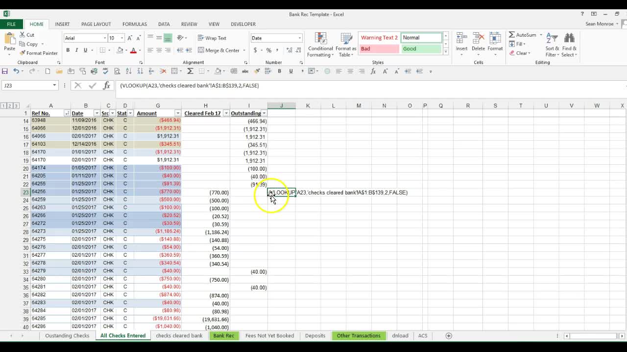 Quickly Reconcile Bank Statement with Large Volume Checks Using Excel