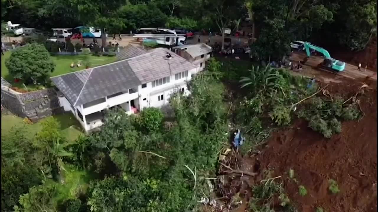 Aerial images of deadly quake-triggered landslides in Indonesia.