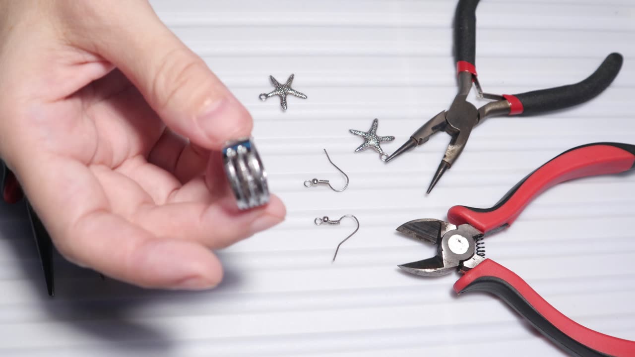 DIY Handmade Dangle Earrings with Starfish Metal Charm, Jewelry Making Tutorial