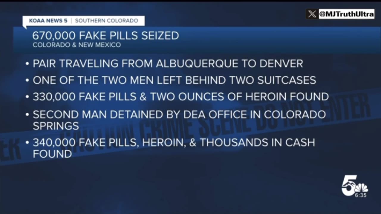 WOW: 670,000 Fentanyl Pills Have Been Seized While Headed To Denver