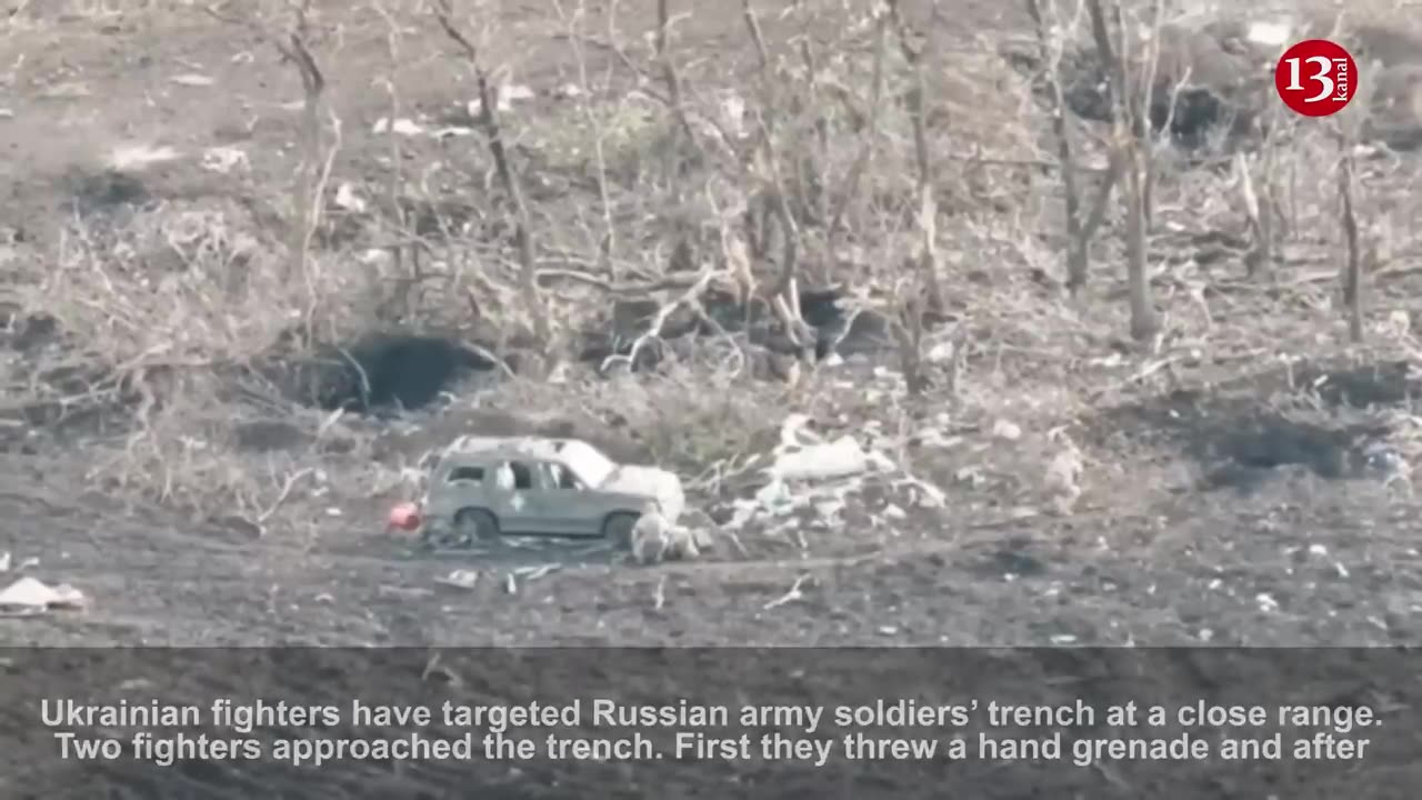 Ukrainian soldiers attack Russians’ trench with grenades and machine guns