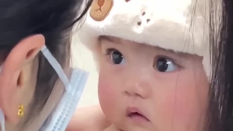 Cute baby injection for the first time