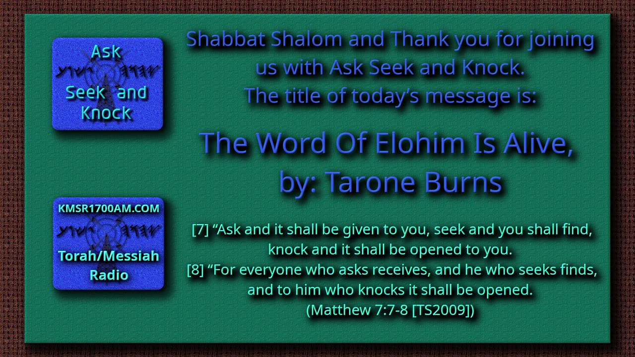 The Word Of Elohim Is Alive, by: Tarone Burns