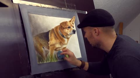 Trick Art 3D Painting of a Dog from photo /Speed Drawing