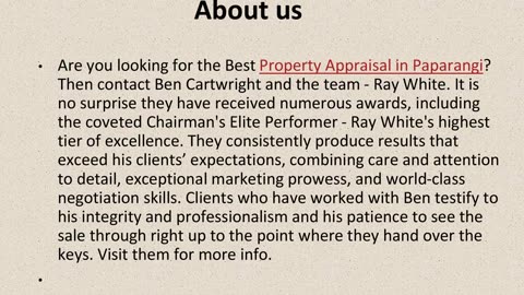 Best Property Appraisal in Paparangi.