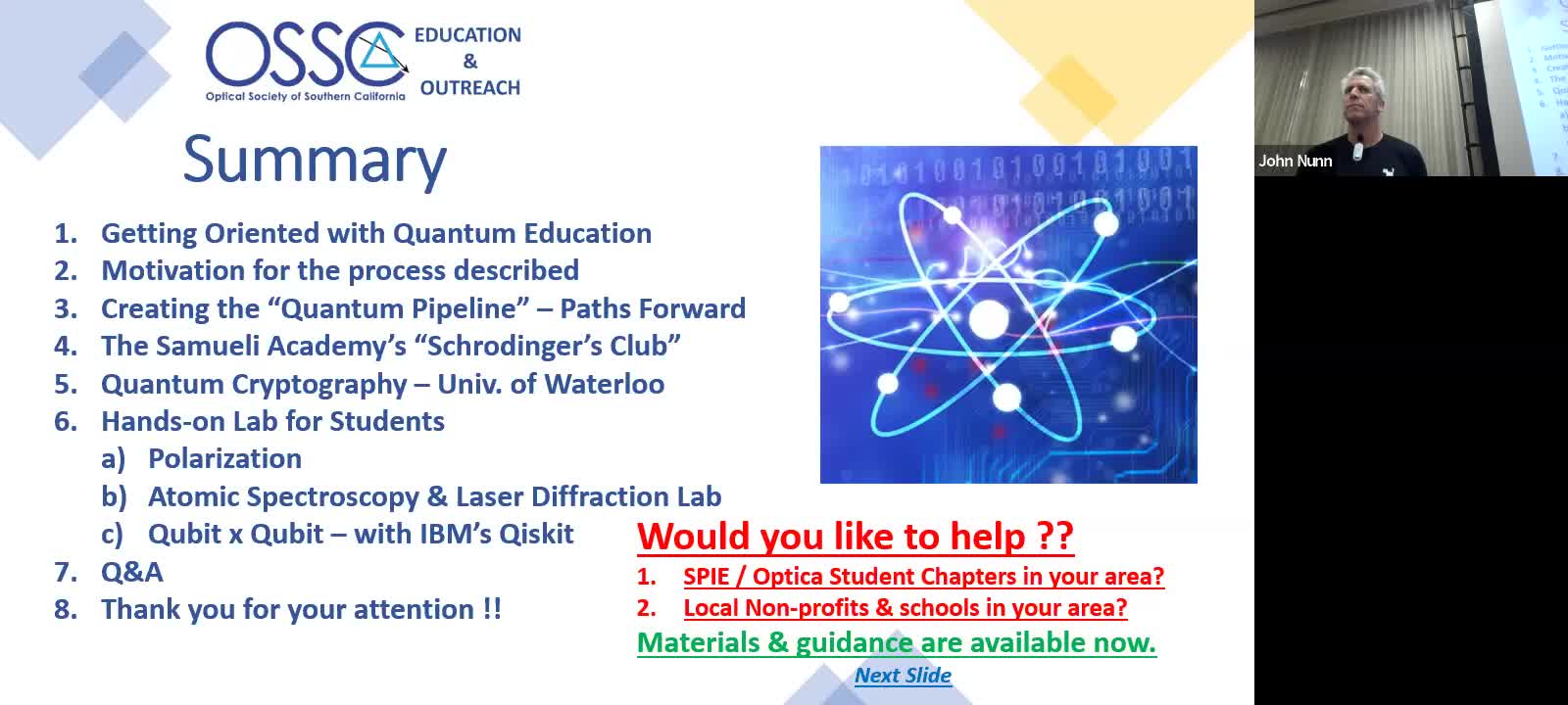 OSSC November 16, 2022 The Quantum Industry, Education & Outreach – an Overview”