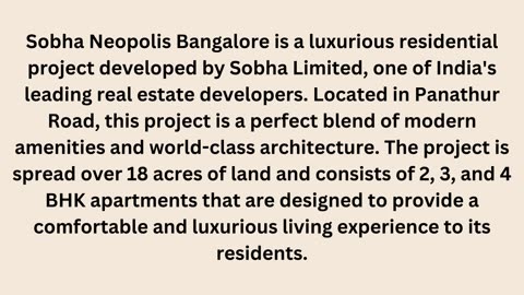 Sobha Neopolis Location