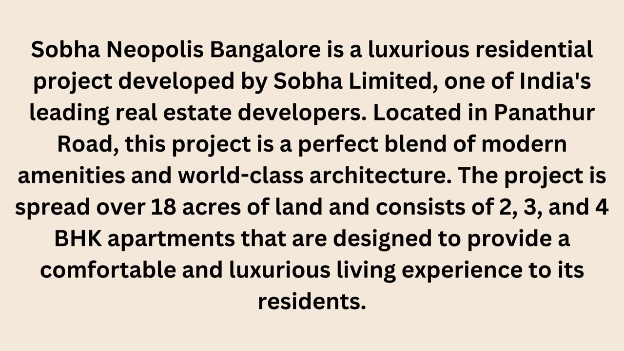 Sobha Neopolis Location