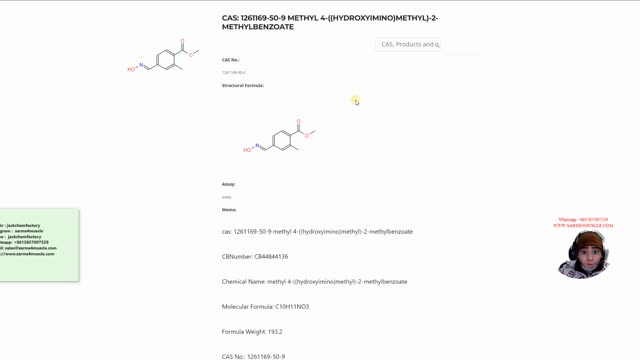 cas: 1261169-50-9 methyl 4-((hydroxyimino)methyl)-2-methylbenzoate