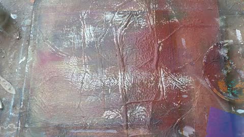 Abstract landscape painting of aluminum foil on canvas