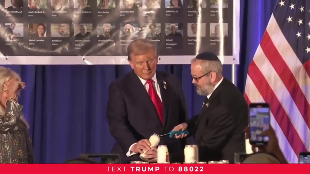 President Trump lights a candle in memory of the victims of the October 7 terrorist attack