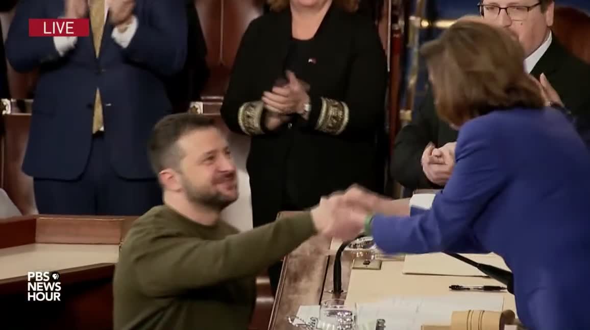 Congress gives Zelensky a standing ovation as he arrives.