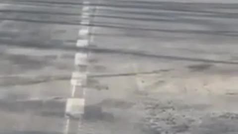 Footage of burning Russian tank in Kharkiv