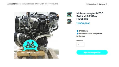 ALLOMOTEUR.COM - Moteur complet IVECO DAILY VI 3.0 180cv F1CGL411B