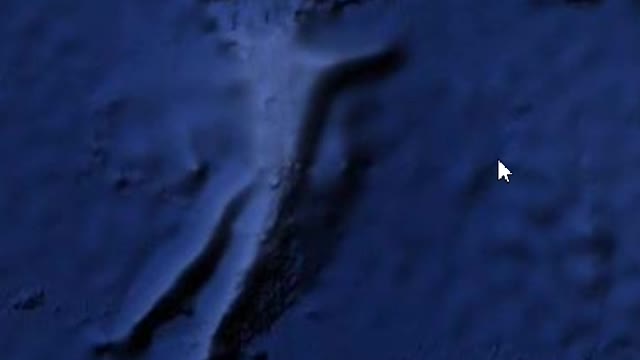 Under water land mass in the Pacific shaped as the devil?