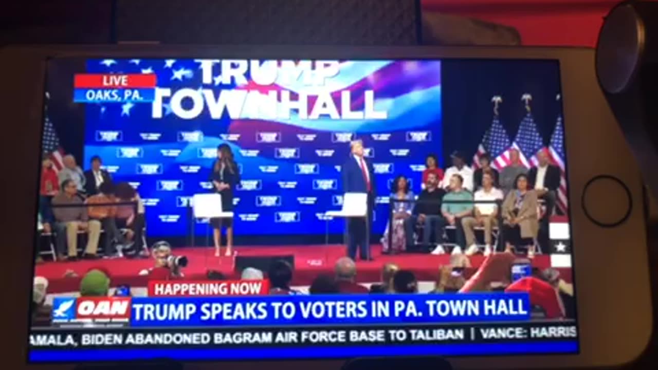 🦅 OANN Donald trump & governor Christie Noem town hall Oaks Pennsylvania Monday 07:48 pm