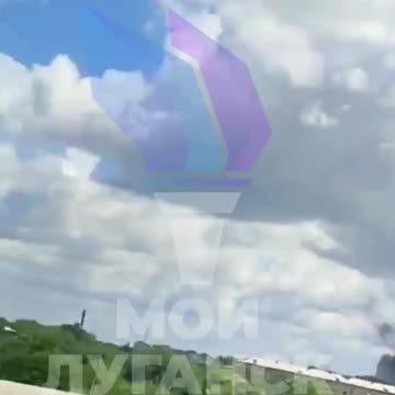 ‼️ Luhansk. The moment one of the air defence missiles fell on a high-rise