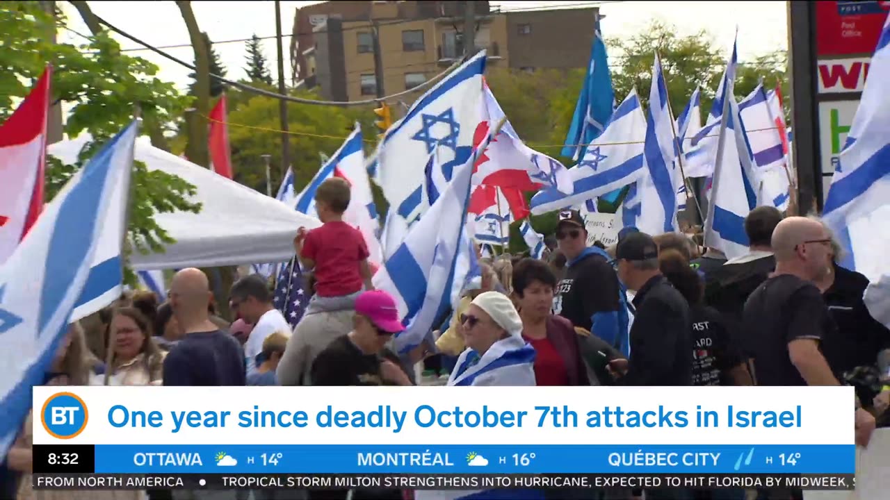 Demonstrators hit Toronto streets to mark 1 year of deadly war in Gaza