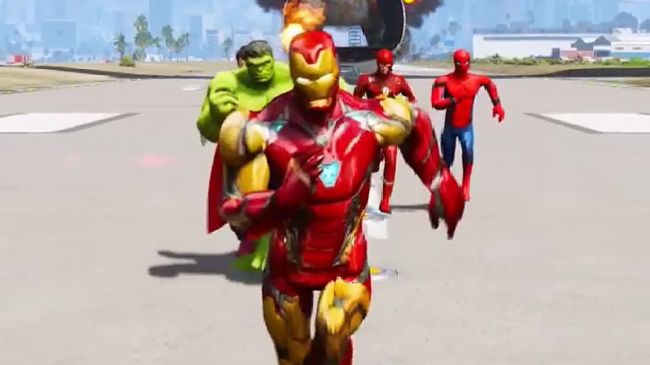 Gta v superheros destroying cargo plane
