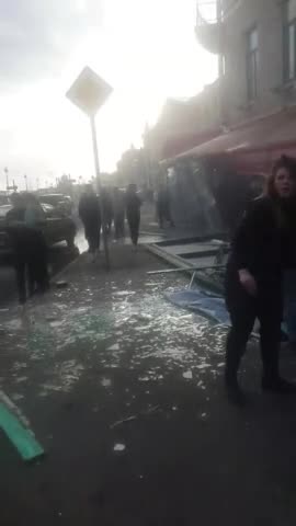 Video footage from the scene. St. Petersburg, a cafe on the University embankment...