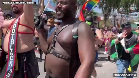 LGBTQ ADULTS perform a sexual display during a “family friendly” parade