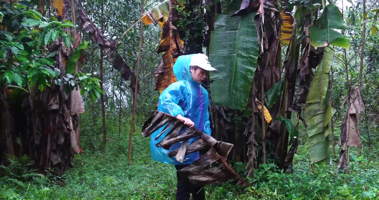 complete great shelter tent in the rain in forest-13