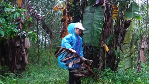 complete great shelter tent in the rain in forest-13