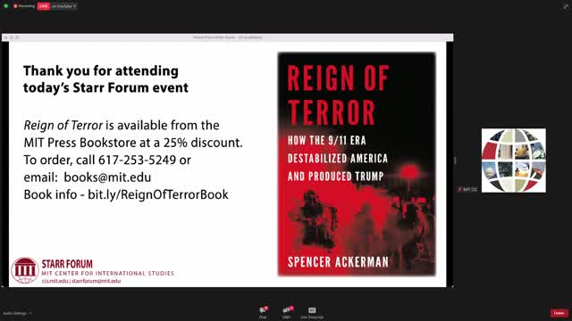 MIT Starr Forum: Reign of Terror: How the 9/11 Era Destabilized America and Produced Trump