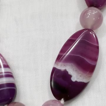 Handmade + Knotting Unique 19” Statement Necklace with 925 Silver, Agate