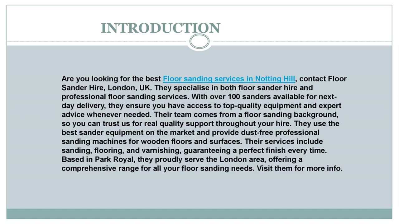 Looking for the best Floor sanding services in Notting Hill