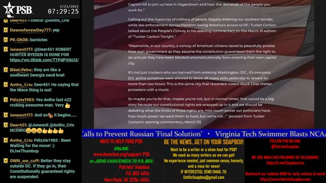 2022-03-21 07:00 EDT - Patriots Soapbox AM: with LadyRWB , MykelJaye & DD