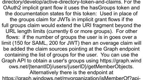 AAD groups claim missing in JWT token for some users