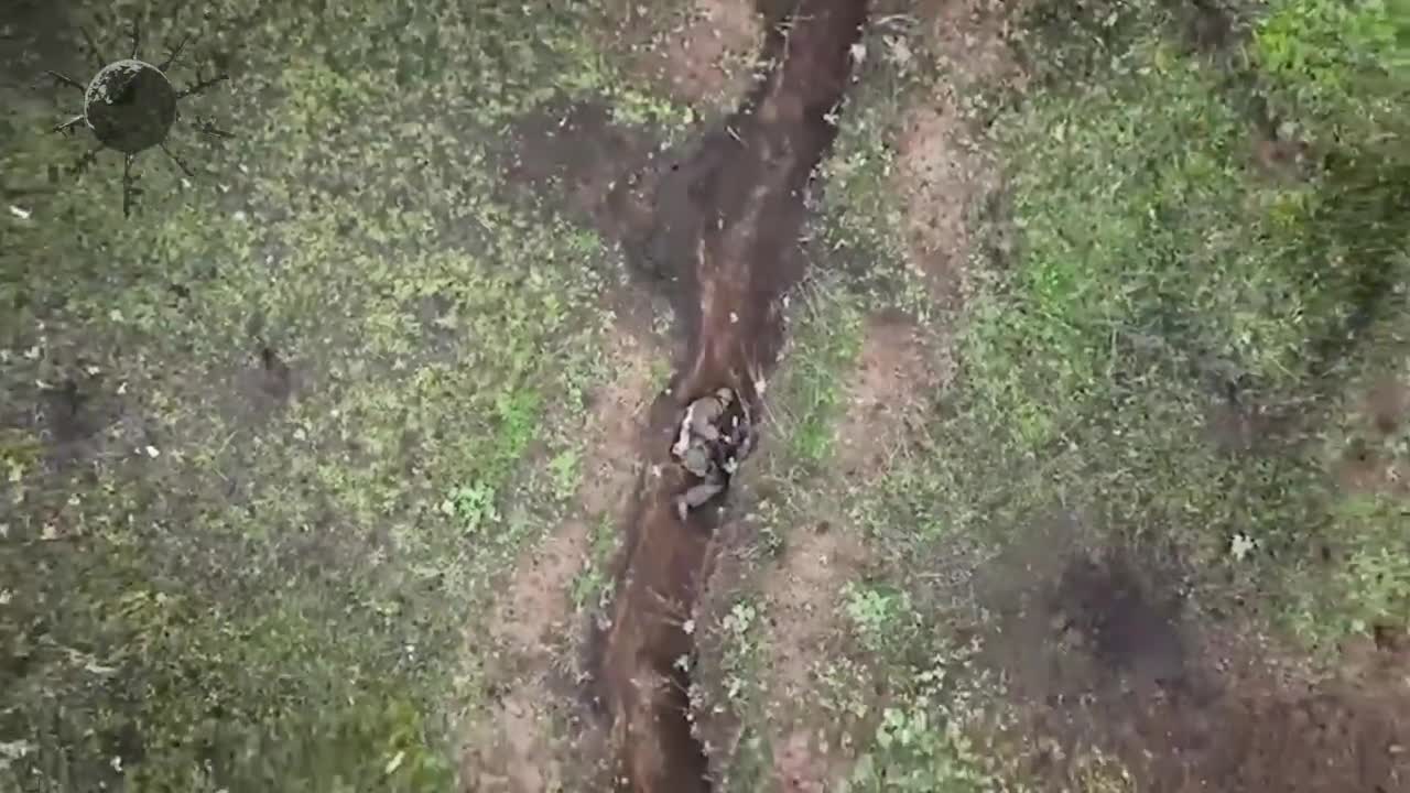 Ukrainian drone and lucky Russian soldier