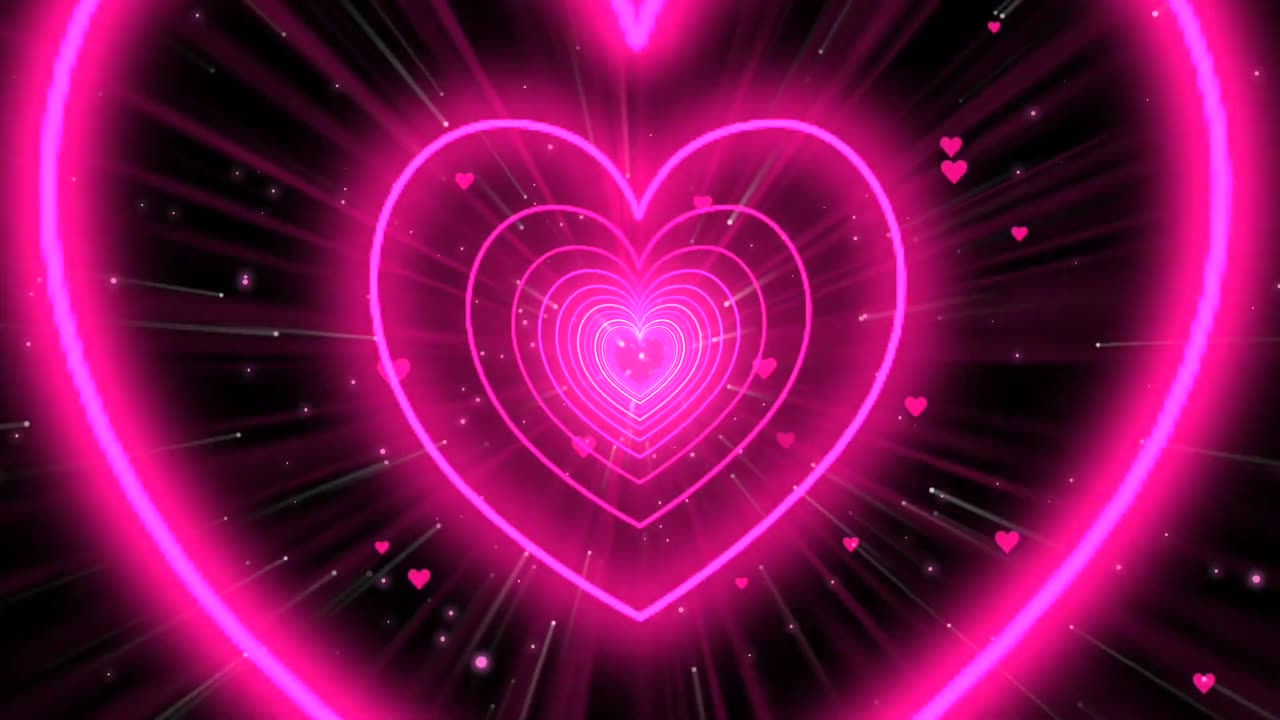 1167. Heart Tunnel💖Pink Heart Background Neon Heart Heart