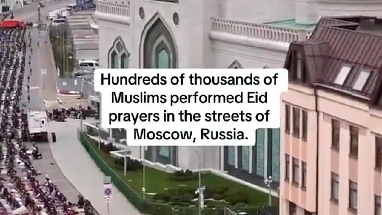 Hundreds of thousands of Muslims performed Eid prayers in the streets of Moscow, Russia.