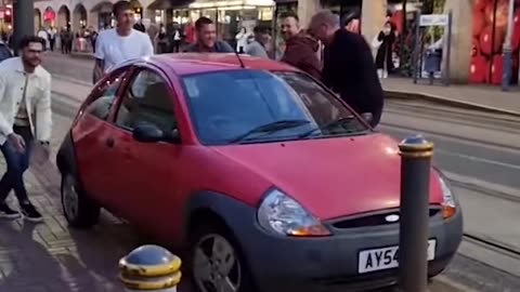 Moving Car for Tram to Pass