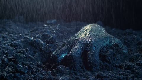 Hand of a zombie coming out of his grave