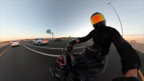 Tire Piece Went Flying at a Motorcyclist and Hit His Full Face Helmet