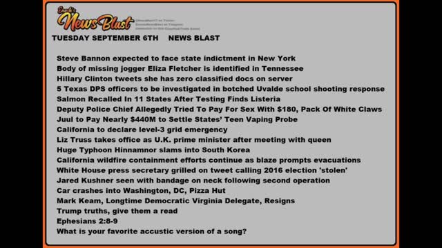 Tuesday Sept 6,2022 News Blast.#Enoch #NewsBlastReading #NBR