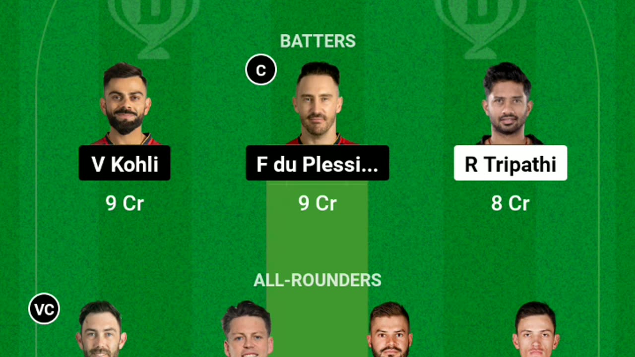 RCB VS SRH dreem11 prediction Today match 🤟❤️🤟 live #viral #shorts